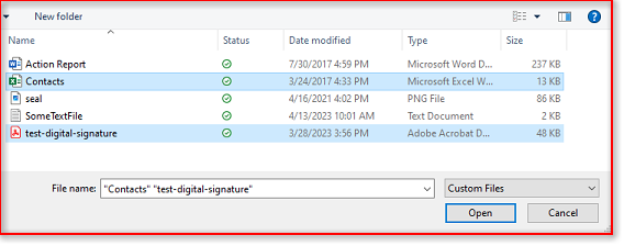 Multiple file selection example